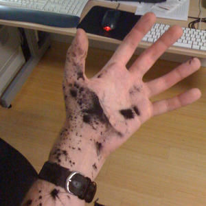 Never shake a toner cartridge. Never.