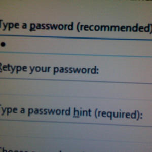 Password: not required. Password hint: required.