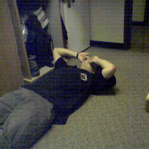 Angelo lies helplessly without the use of his laptop.