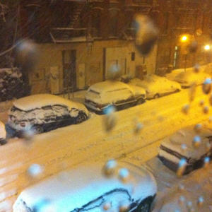 It is snowing sideways.