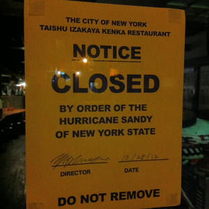 By order of the Hurricane Sandy