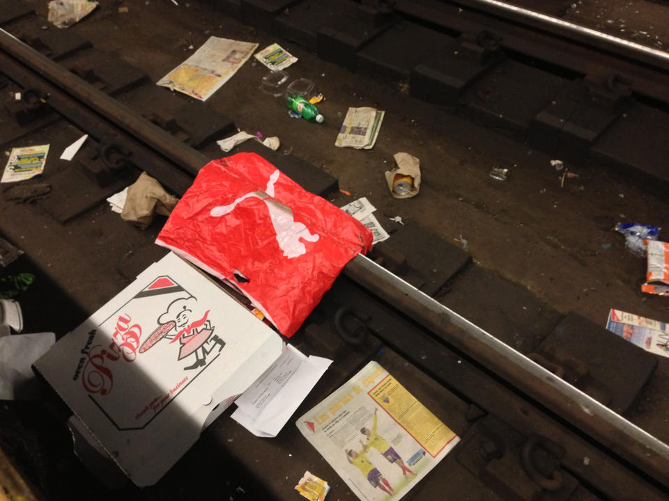 This bag was run over by a train.