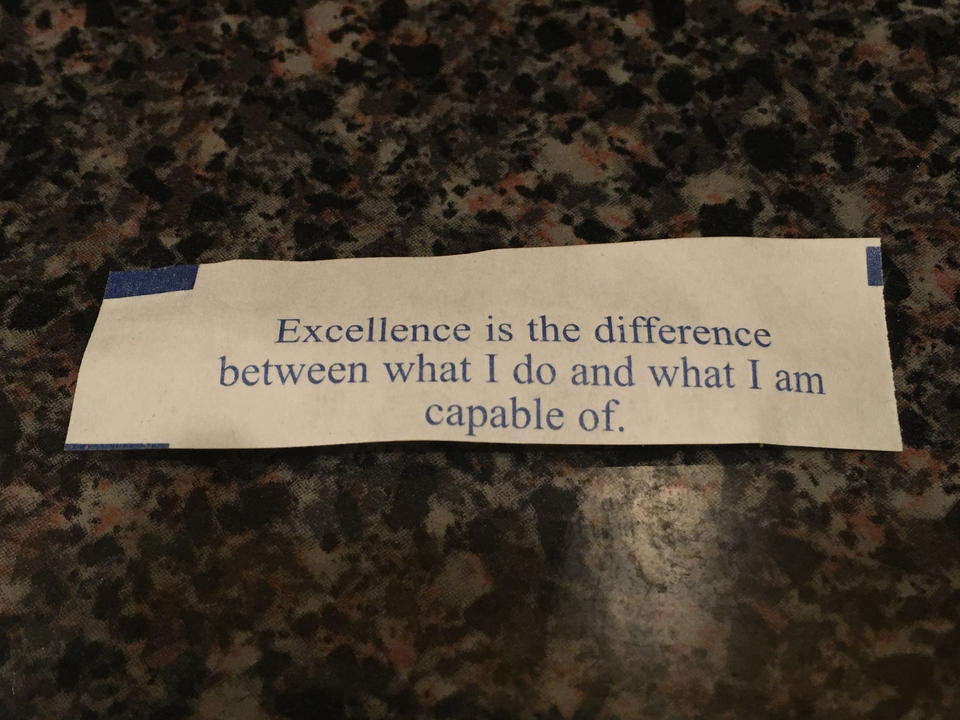 Excellence is... under-applying yourself?