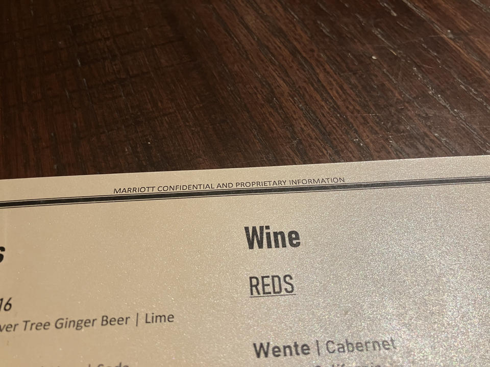 This menu has a confidentiality warning on it.