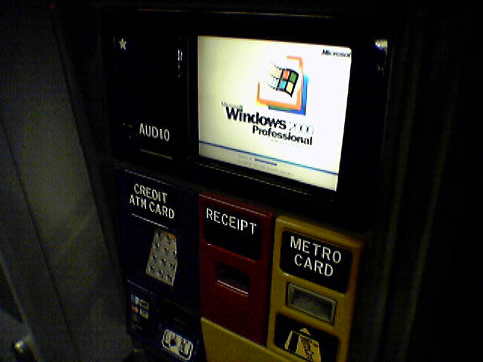 Two things I learned today. First, the MetroCard machines run Windows 2000. Second, people will swipe their credit cards through ANYTHING.