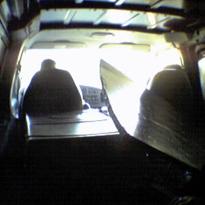 Riding in the crap-van.