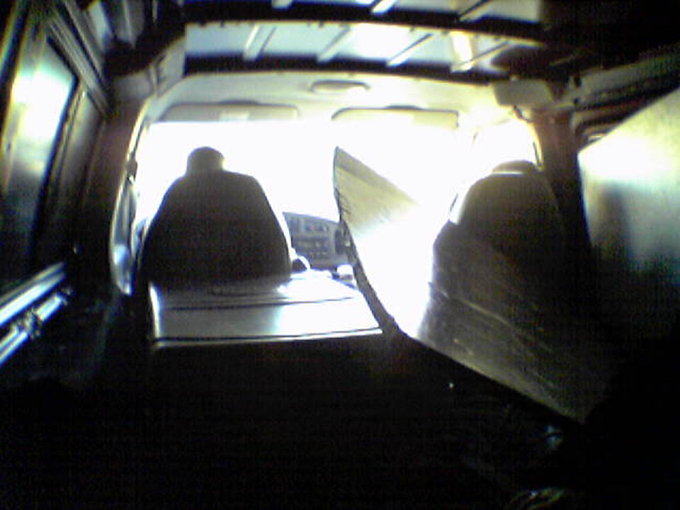 Riding in the crap-van.