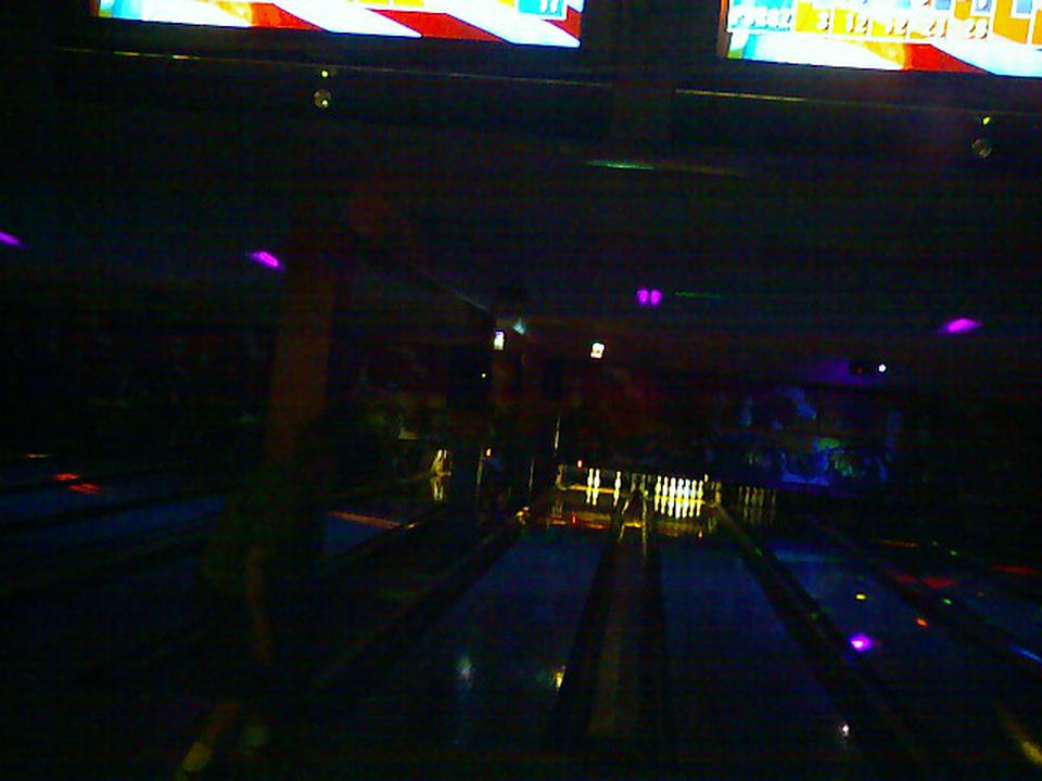 Bowling alleys are dark.